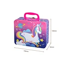 Cute Unicorn Metal Lunch Box with Handle – Custom Embossed Tin Storage Case for Kids